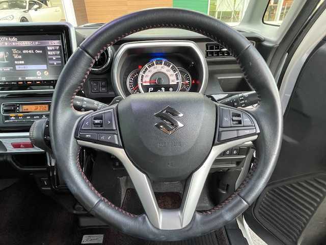 スズキ スペーシア カスタム HYBRID XS ターボ 静岡県 2018(平30)年 5万km ピュアホワイトP 純正ナビCN-RZ83/【CD・ＤＶＤ・フルセグ・ＢＴ・ｉｐｏｄ・USB】/前後ドライブレコーダー/ＥＴＣ/両側パワースライドドア/コーナーセンサー/ヘッドアップディスプレイ/運転席シートヒーター/横滑り防止/アイドリングストップ/ハーフレザーシート/純正フロアマット/純正１５インチAW/オートライト/LEDヘッドライト/スマートキー/プッシュスタート/取扱説明書
