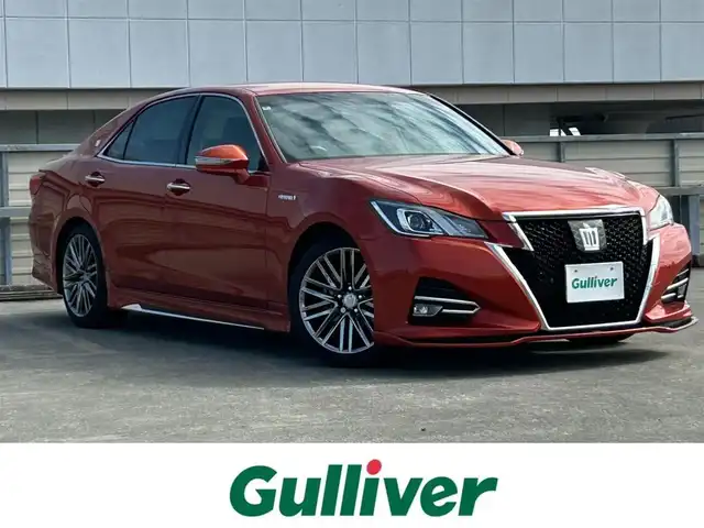 トヨタ クラウン ハイブリッド アスリートS 静岡県 2016(平28)年 6.8万km オレンジM 特別カラー茜色/純正9インチメーカーナビ/（FM/AM/Bluetooth/AUX/CD/Blue-ray）/フルセグTV/純正エアロモデリスタ/純正ドラレコ/ETC2.0/バックカメラ/オートライト/レーダークルーズコントロール/クリアランスソナー/パワーシート/シートヒーター/純正19AW