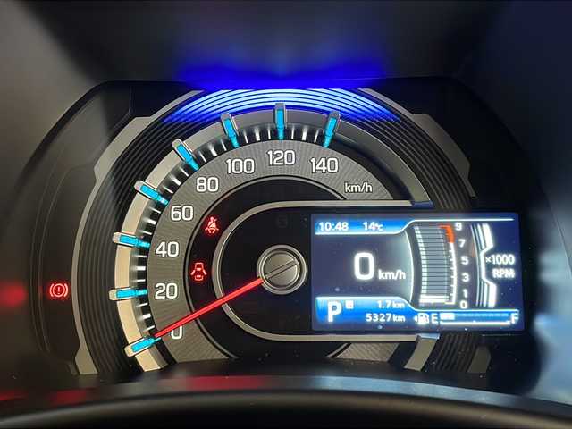 スズキ ハスラー タフワイルド・ターボ 福井県 2024(令6)年 0.6万km オフブルーメタリック/ブラック 2トーン 純正9インチメモリーナビ/フルセグTV/BT/DVD/CD/USB/全方位モニター/セーフティサポート/・アダプティブクルーズコントロール/・デュアルカメラブレーキサポート/・後退時ブレーキサポート/・パーキングセンサー/・車線逸脱抑制機能/・車線逸脱警報機能/・ふらつき警報機能/・先行車発進お知らせ機能/・標識認識機能/・ハイビームアシスト/ETC/シートヒーター/オートライト/LEDヘッドライト/LEDフォグランプ/純正15インチアルミホイール/ルーフレール/MTモード付AT/プッシュスタート/スマートキー×2