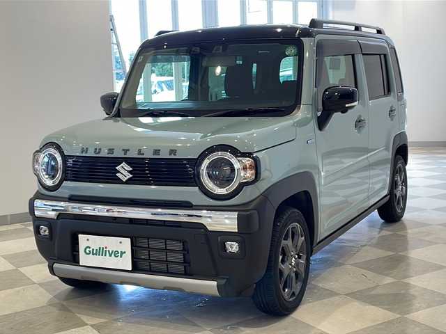 スズキ ハスラー タフワイルド・ターボ 福井県 2024(令6)年 0.6万km オフブルーメタリック/ブラック 2トーン 純正9インチメモリーナビ/フルセグTV/BT/DVD/CD/USB/全方位モニター/セーフティサポート/・アダプティブクルーズコントロール/・デュアルカメラブレーキサポート/・後退時ブレーキサポート/・パーキングセンサー/・車線逸脱抑制機能/・車線逸脱警報機能/・ふらつき警報機能/・先行車発進お知らせ機能/・標識認識機能/・ハイビームアシスト/ETC/シートヒーター/オートライト/LEDヘッドライト/LEDフォグランプ/純正15インチアルミホイール/ルーフレール/MTモード付AT/プッシュスタート/スマートキー×2