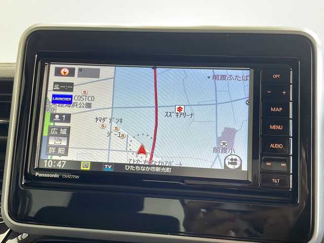 スズキ スペーシア カスタム HYBRID XS 茨城県 2022(令4)年 4.4万km ムーンライトバイオレットPM ヘッドアップディスプレイ/レーダークルーズコントロール/シートヒーター/後席サーキュレーター/純正ＳＤナビ（ＣＮ－ＲＺ７７５Ｗ）/ステアリングスイッチ/ビルトインＥＴＣ/両側パワースライドドア/前方位カメラ/純正ＡＷ/ＬＥＤライト