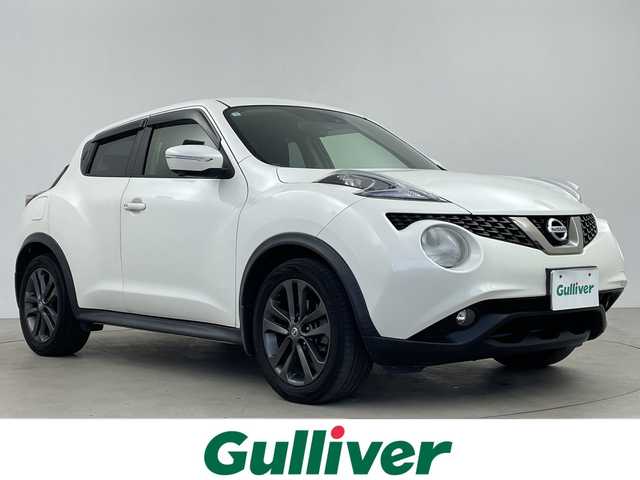 日産 ジューク 15RX Vアーバンセレクション 鹿児島県 2017(平29)年 9.7万km ブリリアントホワイトパール ワンオーナー　/純正ＳＤナビ/（フルセグ/Bluetooth/CD/DVD）　/アラウンドビューモニター　/バックカメラ　/ＥＴＣ　/レーンキープアシスト/前方ドライブレコーダー　/革巻きステアリング　/ステアリングリモコン　/純正１７インチアルミホイール/衝突軽減ブレーキ
