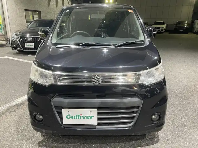 スズキ ワゴンＲ スティングレー T 神奈川県 2013(平25)年 8.6万km ブルーイッシュブラックパール3 社外オーディオCD＆USB/ポータブルナビ＆ワンセグTV/ETC/パドルシフト/アイドリングストップ/純正15inアルミホイール/オートライト/HIDライト/フォグランプ/ウインカーミラー/電動格納ミラー/スマートキー/プッシュスタート/Wエアバッグ/ABS/ドアバイザー/フロアマット/保証書/取扱説明書/スペアキー