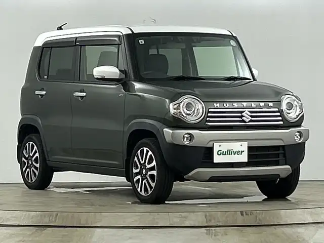 スズキ ハスラー X 愛知県 2017(平29)年 5.7万km クールカーキパールメタリック/ホワイト2トーンルーフ 純正８インチナビ（AM/FM/フルセグ/BT/CD/DVD）/バックカメラ/D/N席シートヒーター/ハーフレザーシート/衝突軽減ブレーキ/レーンキープアシスト/横滑り防止機能/アイドリングストップ/ETC/プッシュスタート/スマートキー/オートライト/LEDヘッドライト/純正15インチアルミホイール/ドアバイザー/純正ゴムマット