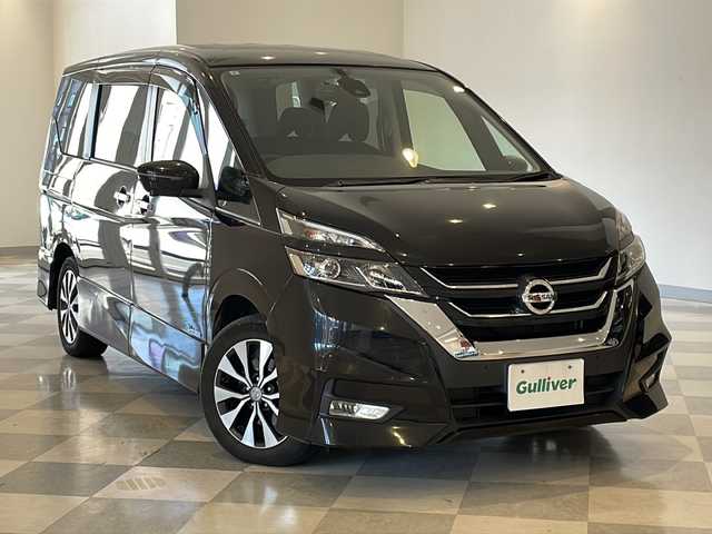 日産 セレナ ハイウェイスター Vセレクション 福井県 2017(平29)年 5.5万km ダイヤモンドブラック 純正7インチSDナビ/フルセグTV/BT/CD/DVD/USB/SD/AUX/アラウンドビューモニター/フリップダウンモニター/セーフティパックB/・プロパイロット/・インテリジェントパーキングアシスト/・エマージェンシーブレーキ/・車線逸脱防止支援システム/・フロント&バックソナー/・標識検知機能/・ふらつき警報/・インテリジェントルームミラー/ドライブレコーダー/ETC/両側パワースライドドア/オートライト/LEDヘッドライト/純正16インチアルミホイール/純正フロアマット/プッシュスタート/スマートキー