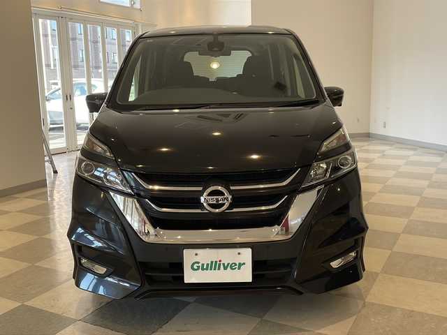 日産 セレナ ハイウェイスター Vセレクション 福井県 2017(平29)年 5.5万km ダイヤモンドブラック 純正7インチSDナビ/フルセグTV/BT/CD/DVD/USB/SD/AUX/アラウンドビューモニター/フリップダウンモニター/セーフティパックB/・プロパイロット/・インテリジェントパーキングアシスト/・エマージェンシーブレーキ/・車線逸脱防止支援システム/・フロント&バックソナー/・標識検知機能/・ふらつき警報/・インテリジェントルームミラー/ドライブレコーダー/ETC/両側パワースライドドア/オートライト/LEDヘッドライト/純正16インチアルミホイール/純正フロアマット/プッシュスタート/スマートキー