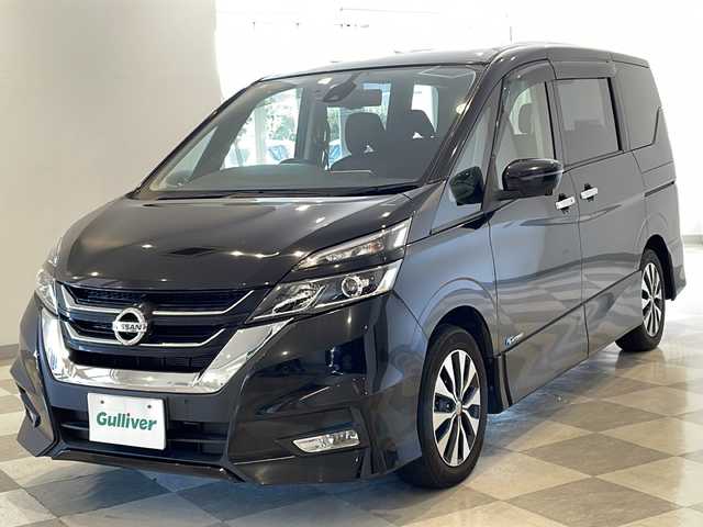 日産 セレナ ハイウェイスター Vセレクション 福井県 2017(平29)年 5.5万km ダイヤモンドブラック 純正7インチSDナビ/フルセグTV/BT/CD/DVD/USB/SD/AUX/アラウンドビューモニター/フリップダウンモニター/セーフティパックB/・プロパイロット/・インテリジェントパーキングアシスト/・エマージェンシーブレーキ/・車線逸脱防止支援システム/・フロント&バックソナー/・標識検知機能/・ふらつき警報/・インテリジェントルームミラー/ドライブレコーダー/ETC/両側パワースライドドア/オートライト/LEDヘッドライト/純正16インチアルミホイール/純正フロアマット/プッシュスタート/スマートキー