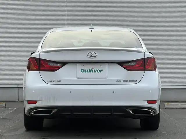 レクサス ＧＳ 350 Fスポーツ 秋田県 2014(平26)年 5.6万km ホワイトノーヴァガラスフレーク ワンオーナー/４WD/革巻きステアリング/ステアリングスイッチ/パドルシフト/レーダークルーズコントロール/オートライト、オートハイビーム/前後コーナーセンサー/横滑り防止/ハンドルヒーター/純正ドアバイザー/純正フロアマット/ビルトインETC/前後ドライブレコーダー/前席パワーシート/レザーシート/純正HDDナビ（FM／AM／BT／フルセグ）/カーテンエアバック/純正ホイール・夏タイヤ積込