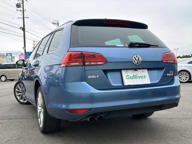 フォルクスワーゲン ゴルフ ヴァリアント TSI ハイライン BMテクノ 岐阜県 2014(平26)年 9.7万km パシフィックブルーM レーダークルーズコントロール/パドルシフト/電子パーキング/オートホールド/ルーフレール/ビルトインETC/アイドリングストップ/ウインカーミラー/スタッドレスタイヤ４本車載