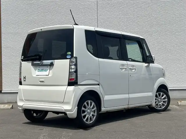 ホンダ Ｎ ＢＯＸ 2トーン G Lパッケージ 秋田県 2014(平26)年 13万km プレミアムホワイトパール 社外ナビ/４WD/片側パワスラ/フルセグ/バックカメラ/社外アルミ/スマートキー/アイドリングストップ/プッシュスタート/ステアリングスイッチ/ETC/純正フロアマット/純正ドアバイザー/オートエアコン/パワーステアリング/パワーウィンドウ/横滑り防止/レベライザー/ミラーヒーター/電動格納ウィンカーミラー/保証書/取扱説明書/記録簿