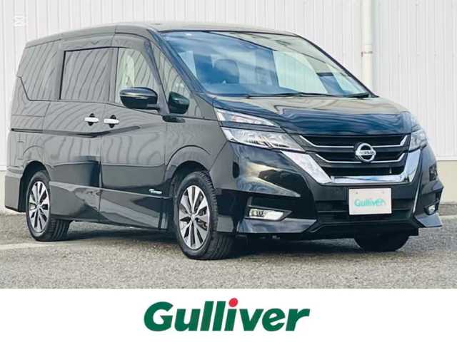 日産 セレナ ハイウェイスター プロパイロットED 熊本県 2017(平29)年 4.3万km ダイヤモンドブラック 純正ナビ/・AM/FM/CD/DVD/BT/AUX/・フルセグTV/バックカメラ/フリップダウンモニター/プロパイロット/衝突軽減ブレーキ/レーンキープアシスト/標識認識機能/横滑り防止装置/両側電動スライドドア/ETC/電動パーキングブレーキ/オートホールドブレーキ/革巻きステアリング/ステアリングスイッチ/後席ロールサンシェード/純正フロアマット/純正アルミホイール/電動格納ミラー/ウインカーミラー