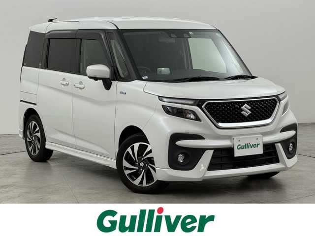 スズキ ソリオ バンディット HV MV 福岡県 2022(令4)年 5万km ピュアホワイトP 純正１０型ナビ／フルセグＴＶ　/ビルトインＥＴＣ　/レーダークルコン　/コーナーセンサー　/衝突被害軽減　/レーンキープ　/アイドリングストップ　/ＨＵＤ　/両側電動スライドドア　/シートヒーター　/純正１５インチＡＷ