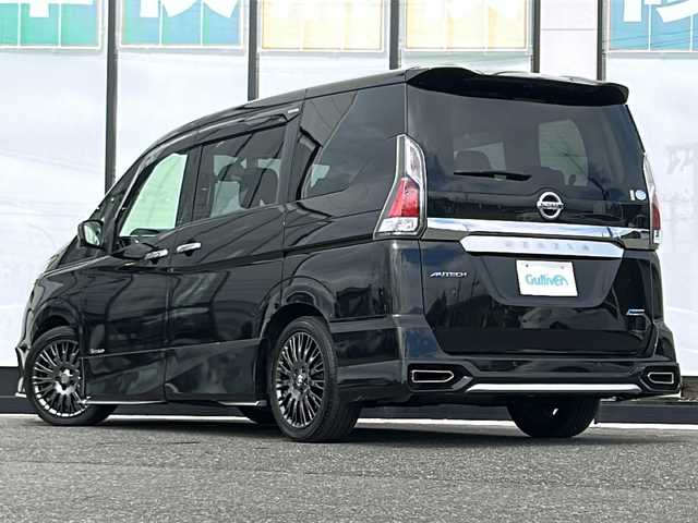 日産 セレナ オーテック スポーツスペック 愛媛県 2018(平30)年 6.1万km ダイヤモンドブラック ハイブリッド/社外9インチメモリーナビ/（DVD/Bluetooth/フルセグ）/アラウンドビューモニター/バックカメラ/ALPINEフリップダウンモニター/ハンズフリーパワースライドドア/車線逸脱防止支援システム/プロパイロット/インテリジェントエマージェンシーブレーキ/インテリジェントパーキングアシスト/LEDオートヘッドライト/フォグランプ/AUTECH17インチAW/電動パーキングブレーキ/運転席シートヒーター/スマートルームミラー/コーナーセンサー/ドライブレコーダー/ビルトインETC/スペアキー×１