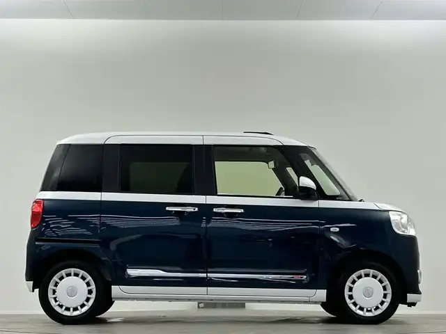 ダイハツ ムーヴ キャンバス ストライプス G ターボ 埼玉県 2024(令6)年 0.6万km シャイニングホワイトパール/レーザーブルークリスタルシャイン 純正９インチディスプレイオーディオ　Ｂｌｕｅｔｏｏｔｈ　全方位カメラ　両側電動スライドドア　シートヒーター　ＥＴＣ　ドラレコ　ウェルカムオープン機能　追従走行　スマートアシスト　置くだけ充電　ＬＥＤ