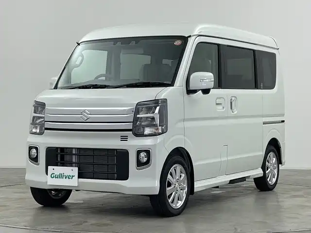 スズキ エブリィ ワゴン PZターボ スペシャル ハイルーフ 群馬県 2025(令7)年 0.1千km パールホワイト 届出済未使用車　９Km/衝突被害軽減ブレーキ/レーンアシスト/純正７インチナビ/Bluetooth/AppleCarPlay/AndroidAuto/バックカメラ/両側パワースライドドア/オートステップ（左側）/アイドリングストップ/リアコーナーセンサー/ステアリングリモコン/シートヒーター（運転席）/オートライト/オートハイビーム/LEDヘッドライト/ハロゲンフォグライト/ヘッドライトレベライザー/電動格納ミラー/ウィンカーミラー/純正AW/革巻きステアリング/プッシュスタート/スマートキー