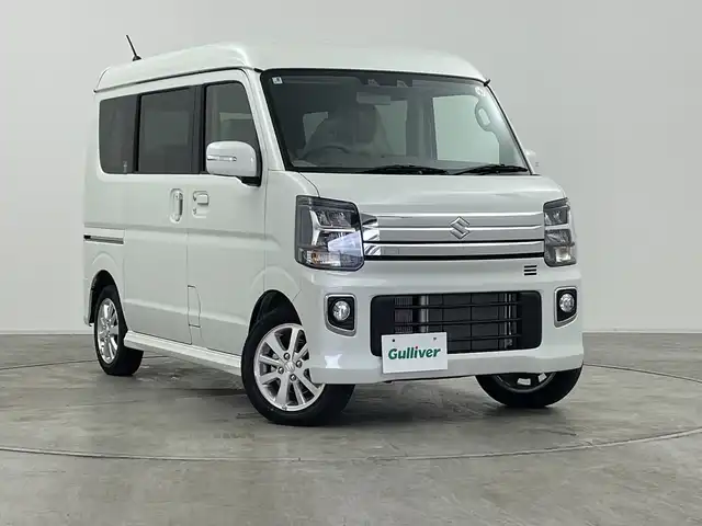 スズキ エブリィ ワゴン PZターボ スペシャル ハイルーフ 群馬県 2025(令7)年 0.1千km パールホワイト 届出済未使用車　９Km/衝突被害軽減ブレーキ/レーンアシスト/純正７インチナビ/Bluetooth/AppleCarPlay/AndroidAuto/バックカメラ/両側パワースライドドア/オートステップ（左側）/アイドリングストップ/リアコーナーセンサー/ステアリングリモコン/シートヒーター（運転席）/オートライト/オートハイビーム/LEDヘッドライト/ハロゲンフォグライト/ヘッドライトレベライザー/電動格納ミラー/ウィンカーミラー/純正AW/革巻きステアリング/プッシュスタート/スマートキー