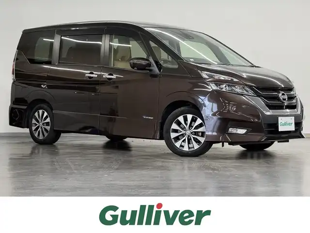 日産 セレナ ハイウェイスター Vセレクション 三重県 2017(平29)年 6.5万km インペリアルアンバーP S-HYBRID/FF/インパネCVT/純正 9インチナビ MM517D-L/（iPod/SD/FM/AM/TV/USB/Bluetooth/CD/DVD/Blu-ray/MUSIC STOCKER/HDMI/ドラレコ/AUX）/・純正 11インチ 後席モニター/インテリジェント アラウンドビューモニター（移動物検知機能付）*1/両側 ハンズフリーオートスライドドア/ドライブレコーダー 前方/ビルトイン ETC/安全/【OP】セーフティパックB*1/・プロパイロット/・踏み間違い衝突防止アシスト/・インテリジェント パーキングアシスト/・標識検知機能/・インテリジェント DA（ふらつき警報）/・フロント & バックソナー/・インテリジェント LI（車線逸脱防止支援システム）/・LDW（車線逸脱警報）/装備/・【OP】プレミアムインテリア/・前後 オートエアコン/・オートライト/・LEDヘッドライト/・フロントフォグライト/・インテリジェント ルームミラー*1（デジタルインナーミラー）/・電動パーキングブレーキ＋ブレーキホールド*1/・ヒーター付ドアミラー*1/・ステアリングスイッチ*1/・純正16inAW/・保/取/ナビ取/・スマートキーx2/など/*1…セーフティパックBの装備