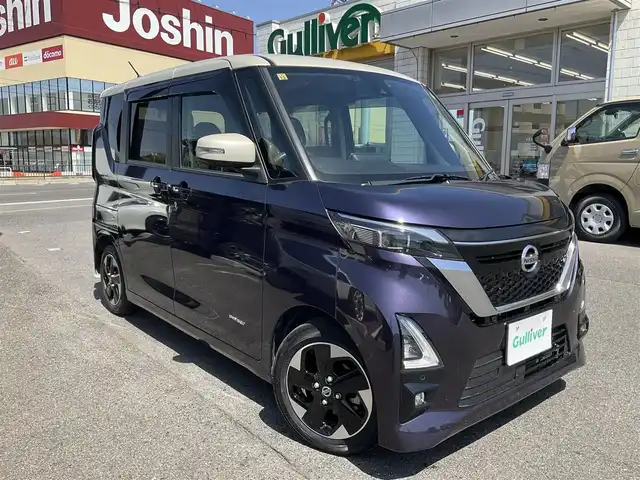 日産 ルークス HWS X プロパイロットED 滋賀県 2020(令2)年 3.6万km パープルⅡ 走行支援システム/エマージェンシーブレーキ、車線逸脱警報/踏み間違い衝突防止アシスト、標識検知機能/プロパイロット/純正9インチナビ/Bluetooth、CD、DVD、フルセグテレビ/アラウンドビューモニター/バックカメラ/ETC/両側パワースライドドア/ハンズフリースライドドア/純正前ドライブレコーダー（ナビ連動）/LEDヘッドライ/LEDフォグランプ/電子パーキング/オートブレーキホールド/コーナーセンサー/取扱説明書/保証書/