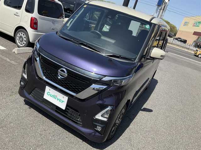 日産 ルークス HWS X プロパイロットED 滋賀県 2020(令2)年 3.6万km パープルⅡ 走行支援システム/エマージェンシーブレーキ、車線逸脱警報/踏み間違い衝突防止アシスト、標識検知機能/プロパイロット/純正9インチナビ/Bluetooth、CD、DVD、フルセグテレビ/アラウンドビューモニター/バックカメラ/ETC/両側パワースライドドア/ハンズフリースライドドア/純正前ドライブレコーダー（ナビ連動）/LEDヘッドライ/LEDフォグランプ/電子パーキング/オートブレーキホールド/コーナーセンサー/取扱説明書/保証書/