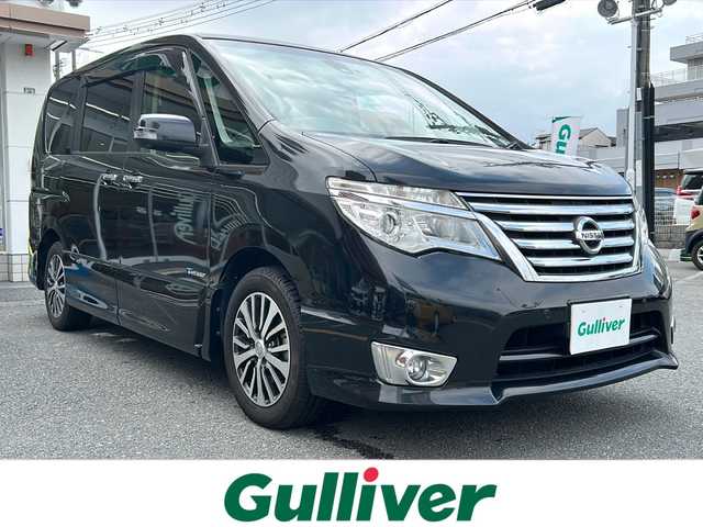 日産 セレナ HWS S HV Vセレ +Sefty 大阪府 2015(平27)年 11.9万km ダイヤモンドブラック ワンオーナー/純正ナビ・フルセグ・AM/FM/Bluetooth/両側パワースライドドア/クルーズコントロール/全方位カメラ/ドライブレコーダー/プッシュスタート/WACエアコン/ウインカーミラー/電動格納ミラー/オートライト/ドアバイザー/サンシェード/ETC