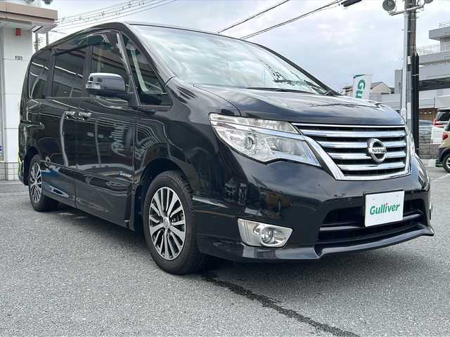 日産 セレナ HWS S HV Vセレ +Sefty 大阪府 2015(平27)年 11.9万km ダイヤモンドブラック ワンオーナー/純正ナビ・フルセグ・AM/FM/Bluetooth/両側パワースライドドア/クルーズコントロール/全方位カメラ/ドライブレコーダー/プッシュスタート/WACエアコン/ウインカーミラー/電動格納ミラー/オートライト/ドアバイザー/サンシェード/ETC