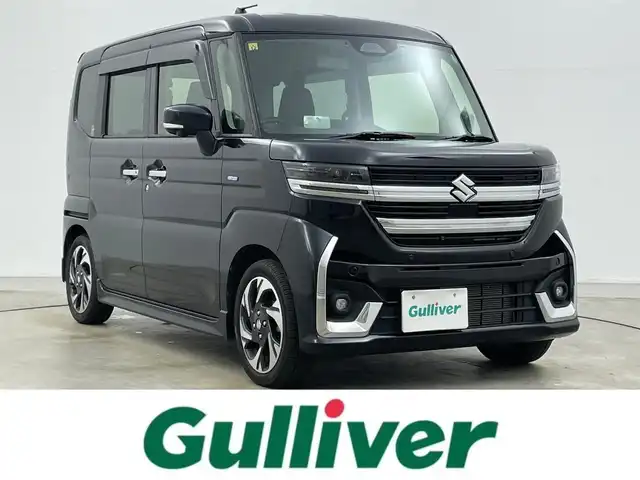 スズキ スペーシア カスタム HYBRID XS 岡山県 2023(令5)年 2.6万km ブルーイッシュブラックパール3 純正9インチディスプレイオーディオ/【ナビ/Bluetooth/フルセグTV/Carplay/USB】/全方位モニター/両側パワースライドドア/純正ドライブレコーダー（前後）/追従型クルーズコントロール/前席シートヒーター/ステアリングヒーター/オートブレーキホールド/衝突軽減ブレーキ/ハーフレザーシート/ヘッドアップディスプレイ/ビルトインETC/LEDヘッドライト/フォグランプ/純正15インチアルミホイール/スマートキー×2