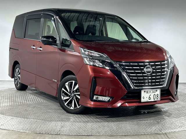 日産 セレナ ハイウェイスター V 神奈川県 2019(令1)年 4.5万km マルーンレッド 2トーン プロパイロット/純正10型ナビ/・BT/フルセグTV/CD/DVD/BD/USB/アラウンドビューモニター/社外フリップダウンモニター/パーキングアシスト/両側電動スライドドア/ハンズフリー/電動サイドブレーキ/オートブレーキホールド/ETC/ドライブレコーダー/ECON/インテリジェントキー/スペアキー/プッシュスタートボタン/革巻きステアリング/ステアリングスイッチ/Autoライト/アイドリングストップ機能/BSM/LEDヘッドライト/フォグランプ/シートリフター/電動格納ミラー/ウィンカーミラー/純正フロアマット/純正ドアバイザー/純正16インチアルミホイール