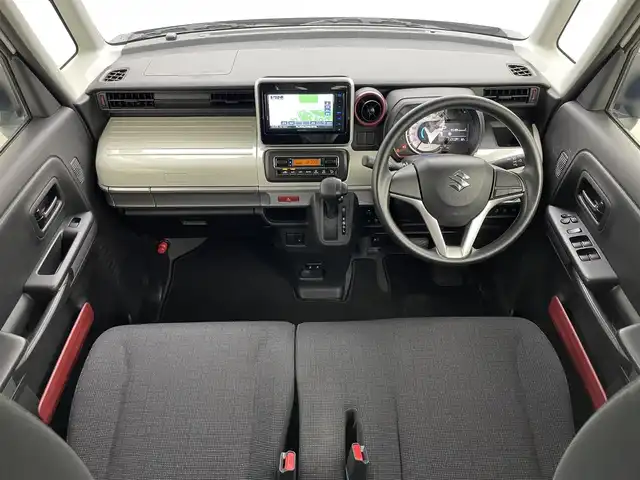 スズキ スペーシア HYBRID X 岡山県 2023(令5)年 0.2万km ピュアホワイトP 社外ナビ/MDV-D309BTW/（CD/DVD/TV/BT)/バックカメラ/両側パワースライドドア/前後ドライブレコーダー/社外LEDヘッドライト/オートライト/シートヒーター/社外フロアマット/社外ドアバイザー/スペアキー