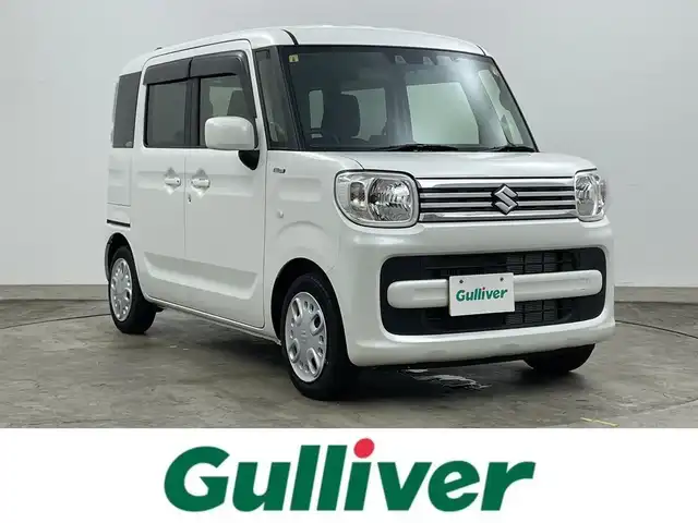 スズキ スペーシア HYBRID X 岡山県 2023(令5)年 0.2万km ピュアホワイトP 社外ナビ/MDV-D309BTW/（CD/DVD/TV/BT)/バックカメラ/両側パワースライドドア/前後ドライブレコーダー/社外LEDヘッドライト/オートライト/シートヒーター/社外フロアマット/社外ドアバイザー/スペアキー
