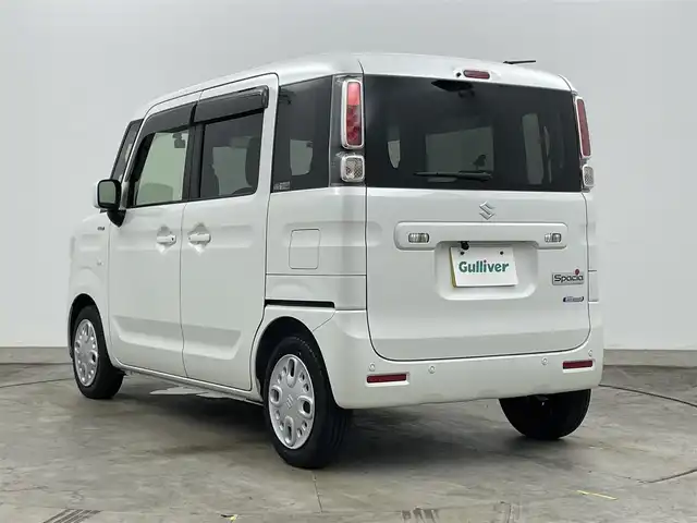 スズキ スペーシア HYBRID X 岡山県 2023(令5)年 0.2万km ピュアホワイトP 社外ナビ/MDV-D309BTW/（CD/DVD/TV/BT)/バックカメラ/両側パワースライドドア/前後ドライブレコーダー/社外LEDヘッドライト/オートライト/シートヒーター/社外フロアマット/社外ドアバイザー/スペアキー