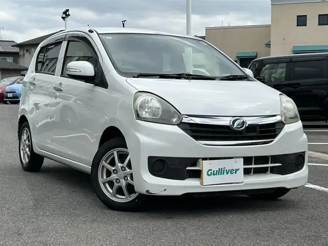 ダイハツ ミラ イース G スマートセレクションSA 長崎県 2014(平26)年 7.6万km パールホワイトⅢ プッシュスタート/スマートキー/ecoIDLE/オートエアコン/社外ディスプレイオーディオ(BT/FM/AM/CD)/　　(FH-8500DVS)/純正ラバー製フロアマット/純正14インチアルミホイール/ABS/横滑り防止装置/盗難防止装置/SRSダブル・サイドエアバッグ/スマートアシスト/ISOFIX/取扱説明書