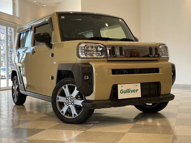 ダイハツ タフト G ターボ 福井県 2021(令3)年 4.7万km サンドベージュメタリック スカイフィールドトップ/メッキパック/純正7インチメモリーナビ/フルセグTV/バックカメラ/スマートアシスト/・衝突回避支援ブレーキ/・衝突警報機能/・誤発進抑制制御機能/・車線逸脱抑制制御機能/・車線逸脱警報機能/・ふらつき警報/・先行車発進お知らせ機能/・標識認識機能/・レーンキープコントロール/・アダプティブクルーズコントロール/・コーナーセンサー/ETC/ドライブレコーダー/シートヒーター/オートライト/LEDヘッドライト/LEDフォグ/純正15インチアルミホイール/プッシュスタート/スマートキー/ステアリングスイッチ/純正フロアマット