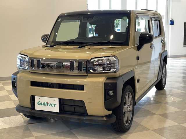 ダイハツ タフト G ターボ 福井県 2021(令3)年 4.7万km サンドベージュメタリック スカイフィールドトップ/メッキパック/純正7インチメモリーナビ/フルセグTV/バックカメラ/スマートアシスト/・衝突回避支援ブレーキ/・衝突警報機能/・誤発進抑制制御機能/・車線逸脱抑制制御機能/・車線逸脱警報機能/・ふらつき警報/・先行車発進お知らせ機能/・標識認識機能/・レーンキープコントロール/・アダプティブクルーズコントロール/・コーナーセンサー/ETC/ドライブレコーダー/シートヒーター/オートライト/LEDヘッドライト/LEDフォグ/純正15インチアルミホイール/プッシュスタート/スマートキー/ステアリングスイッチ/純正フロアマット