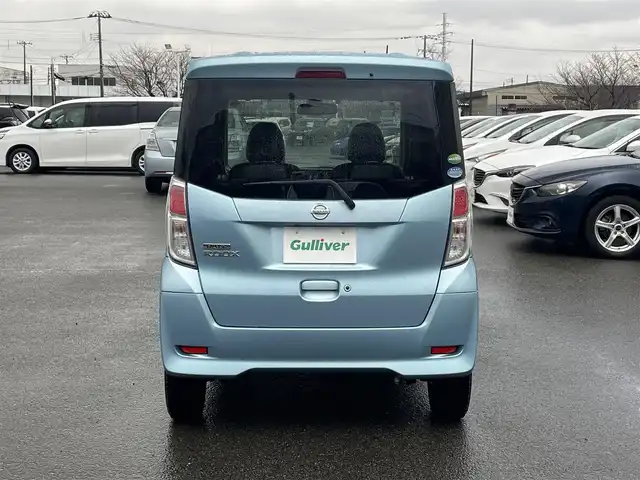 日産 デイズ ルークス X 山形県 2018(平30)年 6.4万km アイスブルー 4WD/衝突被害軽減システム/ワンオーナー/純正SDナビ/　　【CD BT フルセグ USB AUX】/アラウンドビューモニター/パワースライドドア/シートヒーター/アイドリングストップ/ステアリングスイッチ/電動格納ミラー/インテリジェントルームミラー/純正フロアマット/ドアバイザ―/インテリジェントキー/ETC