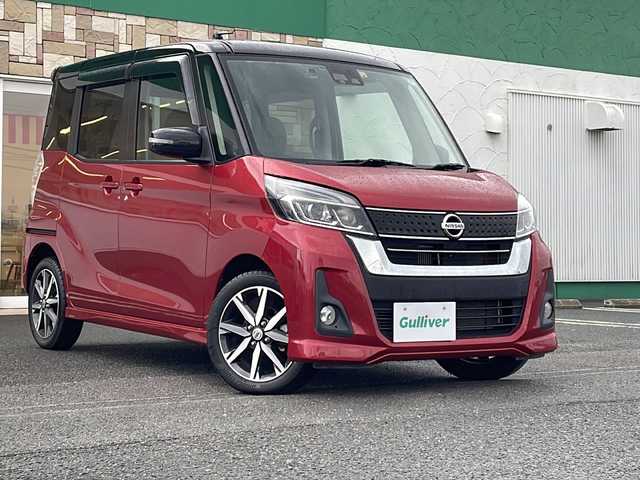 日産 デイズ ルークス ハイウェイスター Gターボ 徳島県 2018(平30)年 5.6万km スパークリングレッド/ブラック 2トーン 純正7インチナビ【MM317D-W】/（Bluetooth/フルセグTV/CD/DVD/AM/FM）/両側パワースライドドア/クルーズコントロール/LEDヘッドライト/オートハイビーム/ドライブレコーダー/ETC/純正15AW/純正フロアマット/プッシュスタート/スマートキー/スペアキー