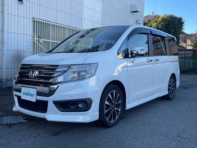 ホンダ ステップワゴン スパーダ Z クールスピリット 神奈川県 2015(平27)年 6.3万km ホワイトオーキッドパール Bluetooth/純正ナビ、TV/バックカメラ/両側パワースライドドア/ステアリングリモコン/ビルトインETC/純正マット＆バイザー/オートライト/スペアキー/保証書、取説