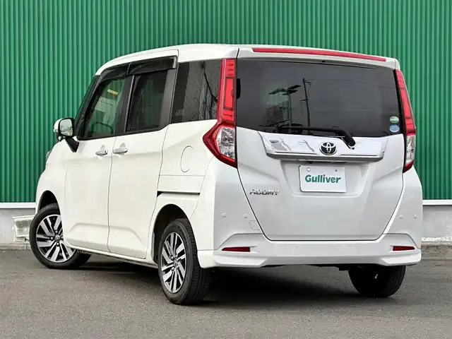 トヨタ ルーミー カスタムG 宮城県 2019(平31)年 6.2万km パールホワイトⅢ コンフォートパッケージ/・シートヒーター（運転席/助手席）/・シートバックテーブル（運転席/助手席）/＝＝＝/スマートアシスト3/・衝突回避支援ブレーキ機能/・衝突警報機能/・車線逸脱警報機能/・誤発進抑制制御機能/・先行車発進お知らせ機能/・オートハイビーム/・コーナーセンサー/純正9インチナビ（NSZT-Y68T）/・CD/DVD/Bluetooth/フルセグTV/バックカメラ/ビルトインETC/ドライブレコーダー/両側パワースライドドア/クルーズコントロール/ステアリングスイッチ/LEDオートヘッドランプ/フォグランプ/革巻きステアリング/前席シートヒーター/スマートキー＆プッシュスタート/スペアキー/電動格納ミラー/純正14インチAW/フロアマット/ドアバイザー/取扱説明書/保証書