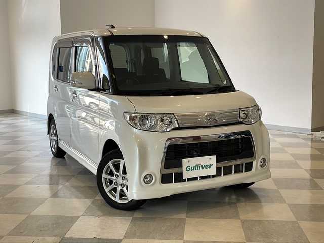 ダイハツ タント カスタム X スペシャル 福井県 2013(平25)年 3.8万km パールホワイトⅢ 純正8インチSDナビ/フルセグTV/BT/CD/DVD/USB/SD/片側パワースライドドア/純正14インチアルミホイール/HIDヘッドライト/フォグランプ/純正フロアマット/スマートキー/スペアキー/電動格納ウィンカーミラー/純正ドアバイザー