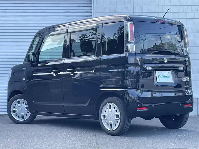 スズキ スペーシア HYBRID G 道東・釧路十勝 2021(令3)年 2.7万km ブルーイッシュブラックパール3 4WD/社外SDナビ/・フルセグ/BT/CD/ラジオ/前後ドライブレコーダー/デュアルセンサーブレーキサポートII/レーンキープアシスト/コーナーセンサー/アイドリングストップ/運転席シートヒーター /両側スライドドア/プッシュスタート/フロアマット/ドアバイザー/スタッドレスアルミ積込
