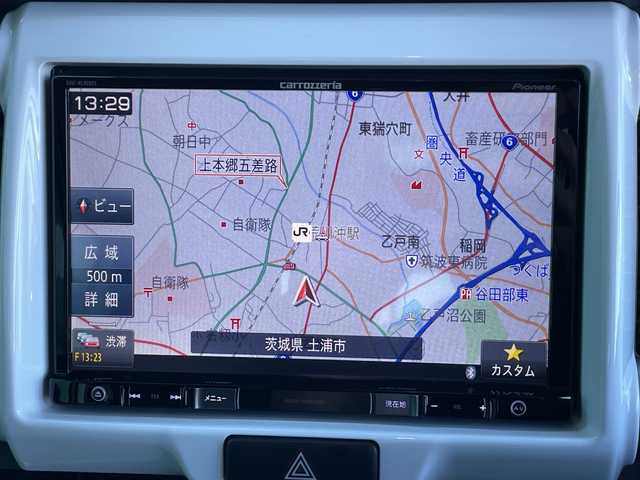 スズキ ハスラー F リミテッド 茨城県 2017(平29)年 0.4万km クールカーキパールメタリック/ホワイト2トーンルーフ 社外8型ナビ/Bluetooth/フルセグTV/バックカメラ/ETC/シートヒーター/アイドリングストップ/横滑り防止装置/衝突軽減システム/レーンキープ/オートライト/HIDヘッドライト/純正フロアマット/純正15インチアルミホイール/スマートキー/プッシュスタート