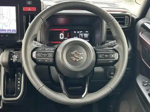スズキ スペーシア カスタム HYBRID XS ターボ 福島県 2024(令6)年 0.3万km ピュアホワイトP デュアルセンサーブレーキサポート/アダプティブクルーズコントロール（ACC）/車線逸脱警報機能/ふらつき警報機能/先行車発進お知らせ機能/ハイビームアシスト/誤発進抑制機能/後退時ブレーキサポート/後方誤発進抑制機能/純正ナビゲーション/【BT/TV】/全方位モニター/ビルトインETC/両側電動スライドドア/ヘッドアップディスプレイ/前席シートヒーター/ステアリングヒーター/パドルシフト/ステアリングリモコン/ロールサンシェード/シートバックテーブル/リアサーキュレーター/後席マルチユースフラップ/LEDオートライト/LEDフォグランプ/純正フロアマット
