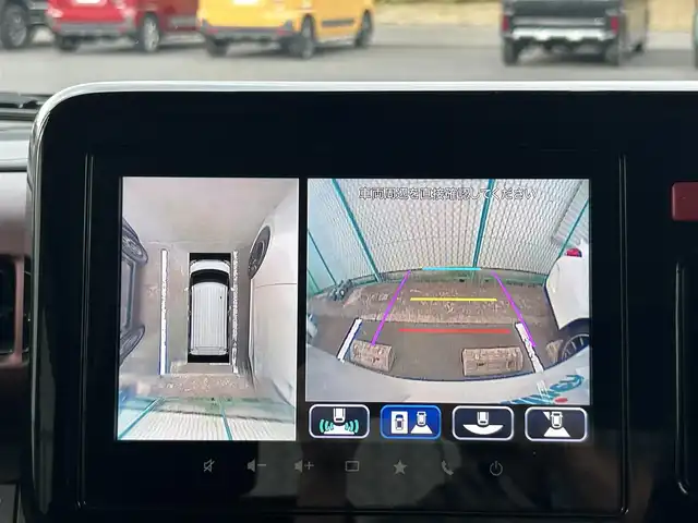 スズキ スペーシア カスタム HYBRID XS ターボ 福島県 2024(令6)年 0.3万km ピュアホワイトP デュアルセンサーブレーキサポート/アダプティブクルーズコントロール（ACC）/車線逸脱警報機能/ふらつき警報機能/先行車発進お知らせ機能/ハイビームアシスト/誤発進抑制機能/後退時ブレーキサポート/後方誤発進抑制機能/純正ナビゲーション/【BT/TV】/全方位モニター/ビルトインETC/両側電動スライドドア/ヘッドアップディスプレイ/前席シートヒーター/ステアリングヒーター/パドルシフト/ステアリングリモコン/ロールサンシェード/シートバックテーブル/リアサーキュレーター/後席マルチユースフラップ/LEDオートライト/LEDフォグランプ/純正フロアマット
