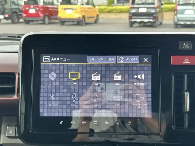スズキ スペーシア カスタム HYBRID XS ターボ 福島県 2024(令6)年 0.3万km ピュアホワイトP デュアルセンサーブレーキサポート/アダプティブクルーズコントロール（ACC）/車線逸脱警報機能/ふらつき警報機能/先行車発進お知らせ機能/ハイビームアシスト/誤発進抑制機能/後退時ブレーキサポート/後方誤発進抑制機能/純正ナビゲーション/【BT/TV】/全方位モニター/ビルトインETC/両側電動スライドドア/ヘッドアップディスプレイ/前席シートヒーター/ステアリングヒーター/パドルシフト/ステアリングリモコン/ロールサンシェード/シートバックテーブル/リアサーキュレーター/後席マルチユースフラップ/LEDオートライト/LEDフォグランプ/純正フロアマット