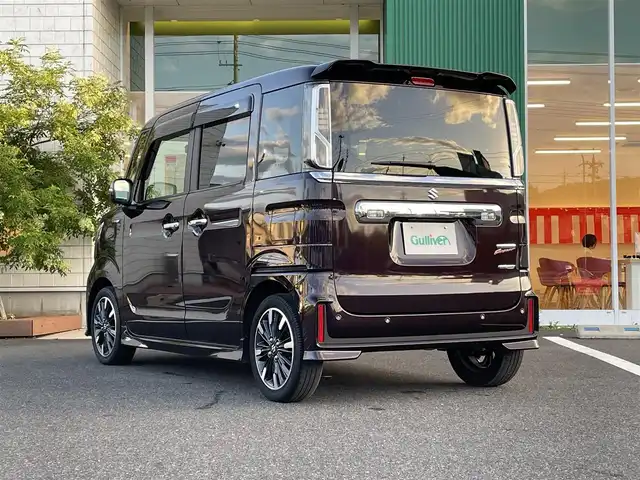 スズキ スペーシア カスタム HYBRID XS 岡山県 2020(令2)年 3.1万km ムーンライトバイオレットPM 純正8インチナビ　AVIC-RLS901II/フルセグTV、CD、DVD、Bluetooth、AM、FM/バックカメラ/ビルトインETC/両側パワースライドドア/運転席シートヒーター/シートバックテーブル/リアロールサンシェード/リアサーキュレーター/スズキセーフティサポート/レーダークルーズコントロール
