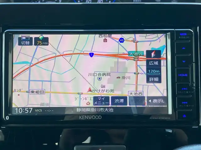 スズキ ワゴンＲ スティングレー HYBRID X 静岡県 2018(平30)年 5.4万km ブルーイッシュブラックパール3 スズキセーフティサポート/純正メモリーナビ(KXM-E502W)/　AM FM CD DVD Bluetooth USB/ビルトインETC/LEDオートヘッドランプ/シートヒーター(運転席)/社外16インチアルミホイール/ヘッドアップディスプレイ/革巻きステアリング/スマートキー＆プッシュスタート/アイドリングストップ/フルセグTV/バックモニター
