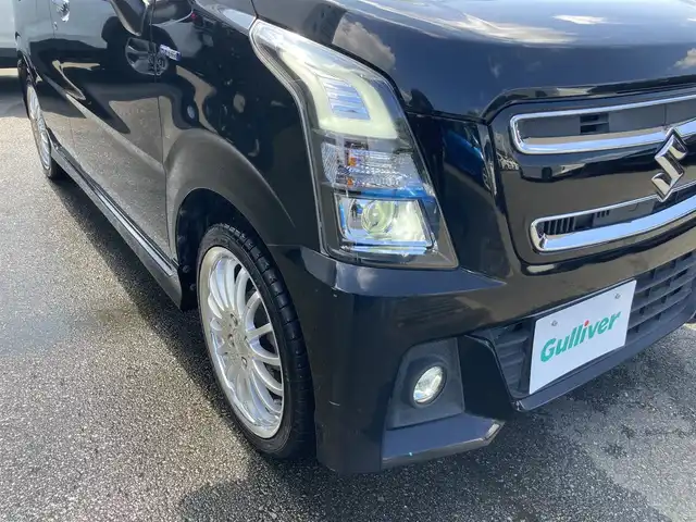 スズキ ワゴンＲ スティングレー HYBRID X 静岡県 2018(平30)年 5.4万km ブルーイッシュブラックパール3 スズキセーフティサポート/純正メモリーナビ(KXM-E502W)/　AM FM CD DVD Bluetooth USB/ビルトインETC/LEDオートヘッドランプ/シートヒーター(運転席)/社外16インチアルミホイール/ヘッドアップディスプレイ/革巻きステアリング/スマートキー＆プッシュスタート/アイドリングストップ/フルセグTV/バックモニター