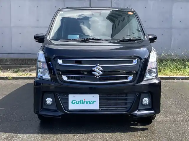 スズキ ワゴンＲ スティングレー HYBRID X 静岡県 2018(平30)年 5.4万km ブルーイッシュブラックパール3 スズキセーフティサポート/純正メモリーナビ(KXM-E502W)/　AM FM CD DVD Bluetooth USB/ビルトインETC/LEDオートヘッドランプ/シートヒーター(運転席)/社外16インチアルミホイール/ヘッドアップディスプレイ/革巻きステアリング/スマートキー＆プッシュスタート/アイドリングストップ/フルセグTV/バックモニター