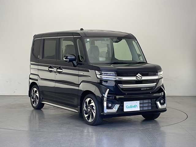 スズキ スペーシア カスタム HYBRID XS 長野県 2024(令6)年 0.1万km未満 ブルーイッシュブラックパール3 届出済未使用車/純正メモリナビ&フルセグTV&USB&BT/アダプティブクルーズコントロール/レーンキープアシスト/車線逸脱警報/衝突軽減ブレーキ/ヘッドアップディスプレイ/アイドリングストップ/両側パワースライドドア/ハーフレザーシート/前席シートヒーター/ステアリングスイッチ/ステアリングヒーター/全方位カメラ/LEDヘッドライト/オートライト/フロントフォグランプ/電動格納ミラー/ウィンカーミラー/電動ホールド/オートホールド/プッシュスタート/スマートキー/スペアキー1本/取扱説明書/保証書