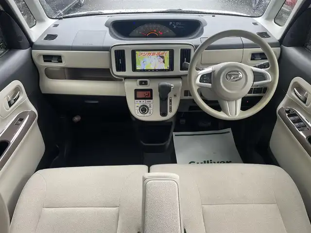 ダイハツ ムーヴ キャンバス 静岡県 2020(令2)年 1.4万km パールホワイトⅢ/ナチュラルベージュマイカメタリック 2トーン 社外SDナビ（ワンセグTV、BT接続、CDチェンジャー）/スマートアシストIII/全方位カメラ/両側パワースライドドア/前後ドライブレコーダー/アイドリングストップ/オートエアコン/レーンキープアシスト/スマートキー（スペアキー：1本）/横滑り防止装置/盗難防止装置/衝突軽減システム/ABS/オートライト/オートマチックハイビーム/ハロゲンヘッドライト/コーナーセンサー/Wエアバッグ