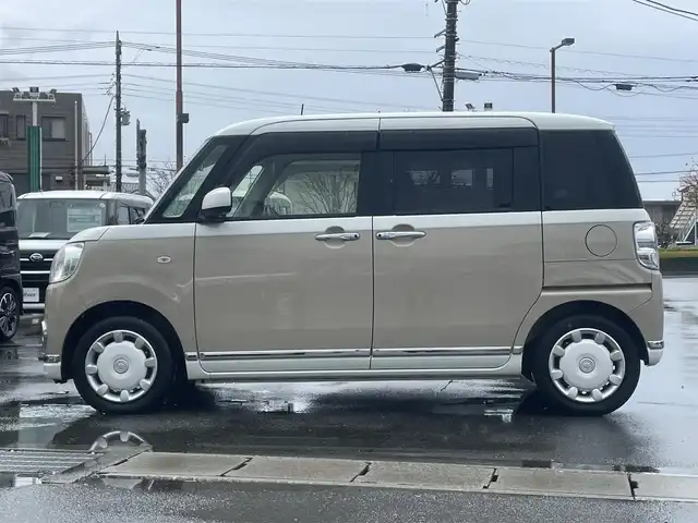 ダイハツ ムーヴ キャンバス 静岡県 2020(令2)年 1.4万km パールホワイトⅢ/ナチュラルベージュマイカメタリック 2トーン 社外SDナビ（ワンセグTV、BT接続、CDチェンジャー）/スマートアシストIII/全方位カメラ/両側パワースライドドア/前後ドライブレコーダー/アイドリングストップ/オートエアコン/レーンキープアシスト/スマートキー（スペアキー：1本）/横滑り防止装置/盗難防止装置/衝突軽減システム/ABS/オートライト/オートマチックハイビーム/ハロゲンヘッドライト/コーナーセンサー/Wエアバッグ